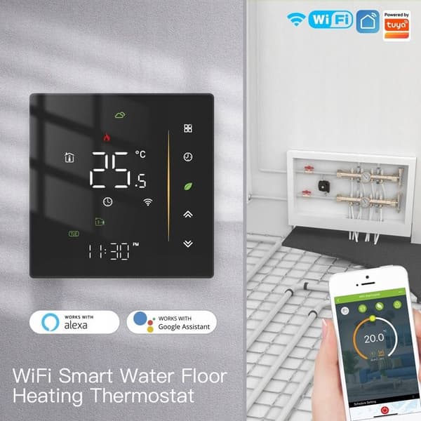 Thermostat WiFi - ARHATREYA - Programmerbar - Golvvärme - Svart