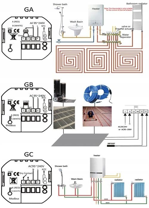 Termostat WiFi - ARHATREYA - Vatten/Gaspanna - Programmerbar - Fjärrkontroll