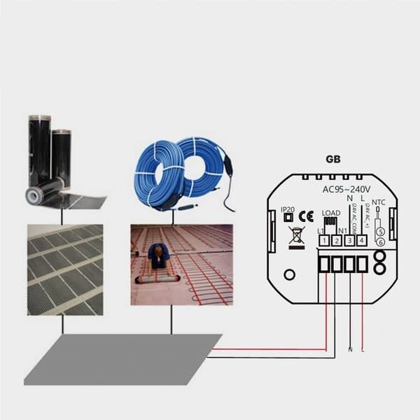 Termostat WiFi - ARHATREYA - 4,8 tums LCD-skärm - Programmerbar - Vattenburen golvvärme