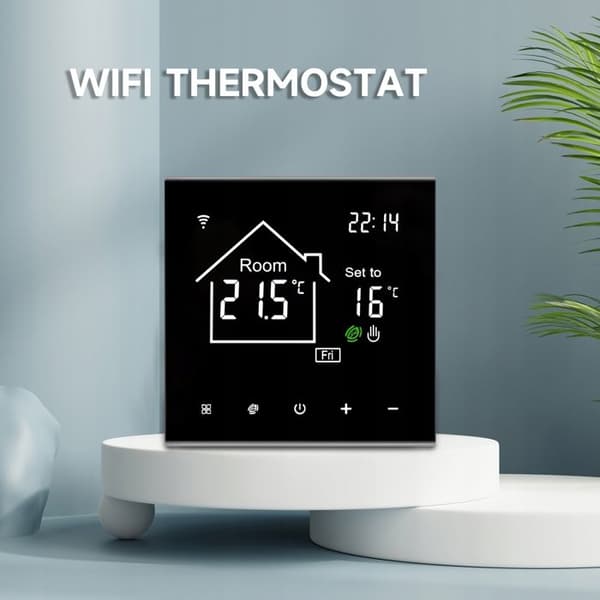 Termostat WiFi LCD - ARHATREYA - 16A - Svart - Röstkontroll - Programmerbar