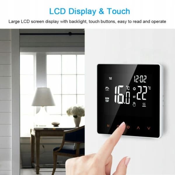 Termostat WiFi - ARHATREYA - LCD Touchscreen - Programmerbar - Paket med 8