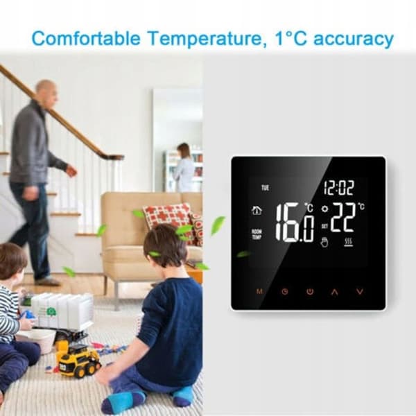 Termostat WiFi - ARHATREYA - LCD Touchscreen - Programmerbar - Paket med 8