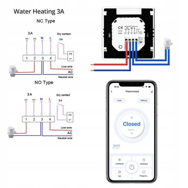 Termostat WiFi Intelligent - ARHATREYA - Tuya - LCD Touch - Kompatibel med Alexa och Google Home