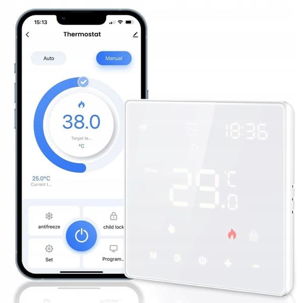 Termostat WiFi Intelligent - ARHATREYA - Tuya - LCD Touch - Kompatibel med Alexa och Google Home