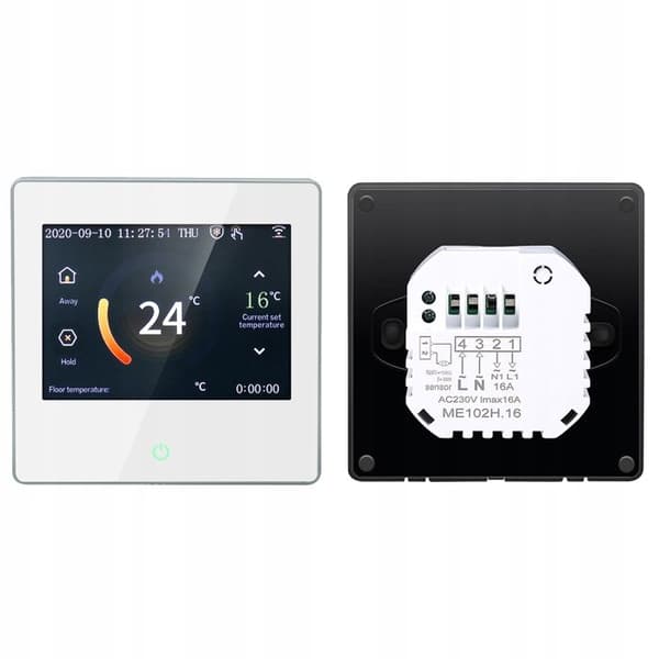 Intelligent Wi-Fi-Termostat - ARHATREYA - LED-Touchskärm - Kompatibel med Alexa och Google Home - Vit