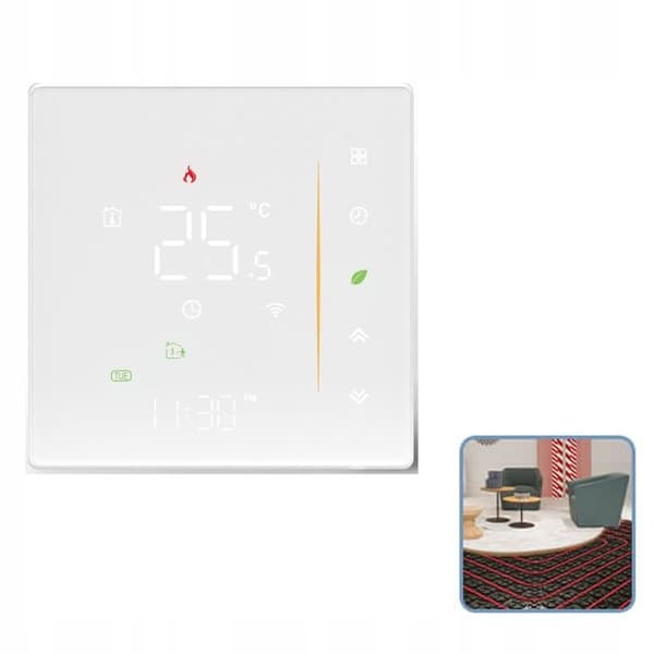 Termostat WiFi - ARHATREYA - Programmerbar - Elektrisk Värme - Kompatibel med Google Home