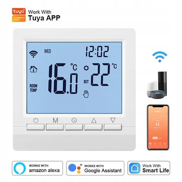 Termostat WiFi Intelligent - ARHATREYA - 16A - Golvvärme - Kompatibel med Alexa & Google Home