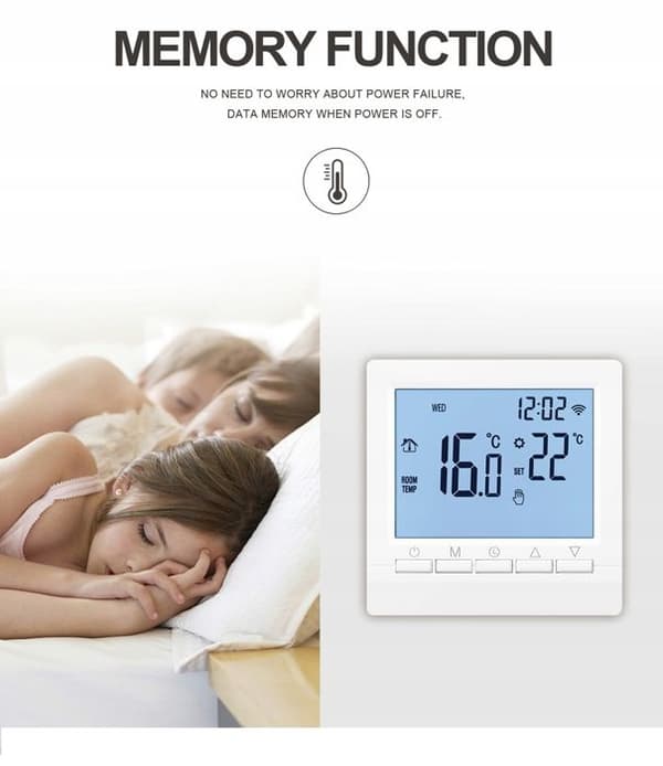 Elektrisk golvvärmetermostat 16A Rumstermostat LCD WiFi