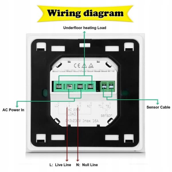 Programmerbar Termostat - ARHATREYA - C16.H3 - LCD-skärm - Blå Bakgrundsbelysning - Elektrisk Uppvärmning