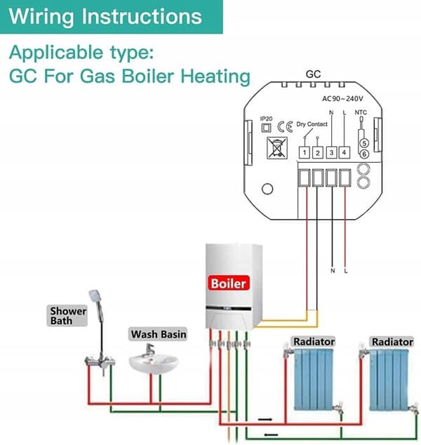 Termostat WiFi - ARHATREYA - GC 5A - Värme vatten/gas - Kompatibel med Alexa/Google Home