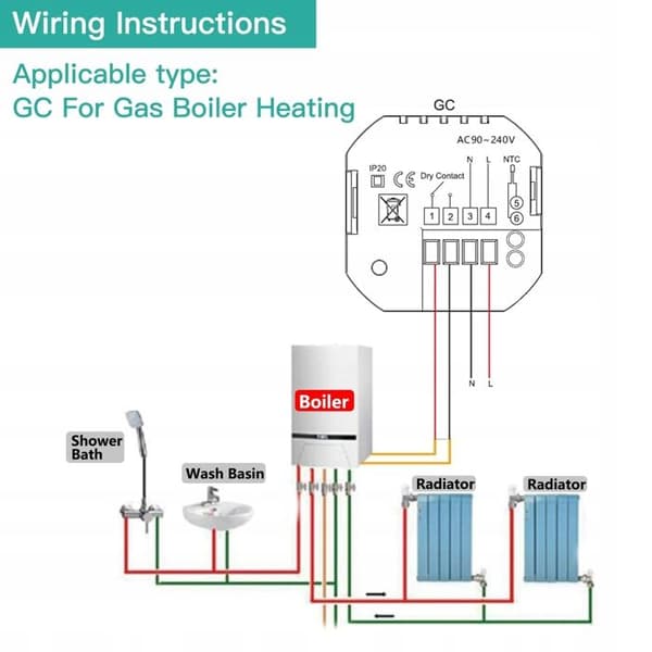 Intelligent Termostat - ARHATREYA - Zigbee - Vatten/Gas Uppvärmning - LCD-skärm - Programmerbar
