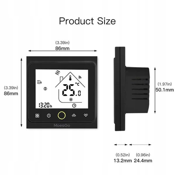 WiFi Intelligent Termostat - ARHATREYA - LCD Pekskärm - Elektrisk Uppvärmning - Kompatibel med Alexa/Google
