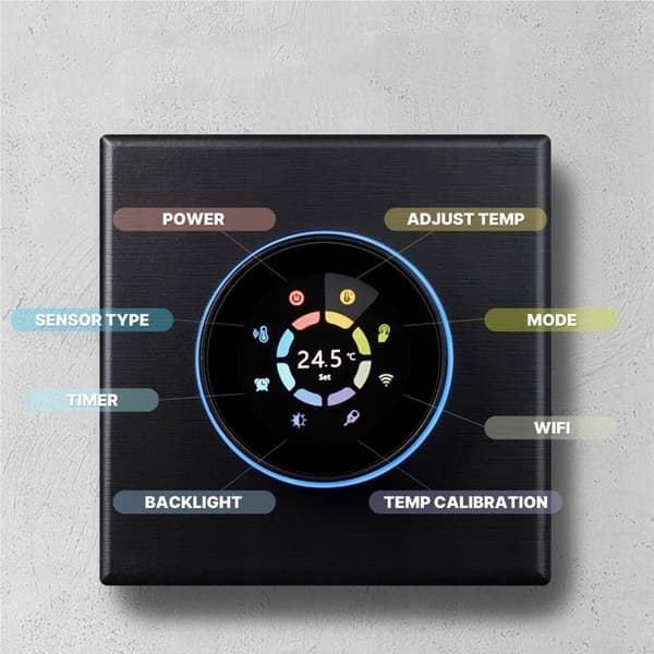 Termostat WiFi - ARHATREYA - 4,8 tum LCD-skärm - Programmerbar - Elektrisk golvvärme