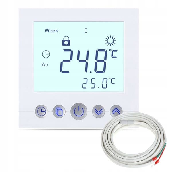 Termostat Golvvärme Elektrisk - ARHATREYA - C16.H3 - 16A - Vit LCD-skärm - Programmerbar