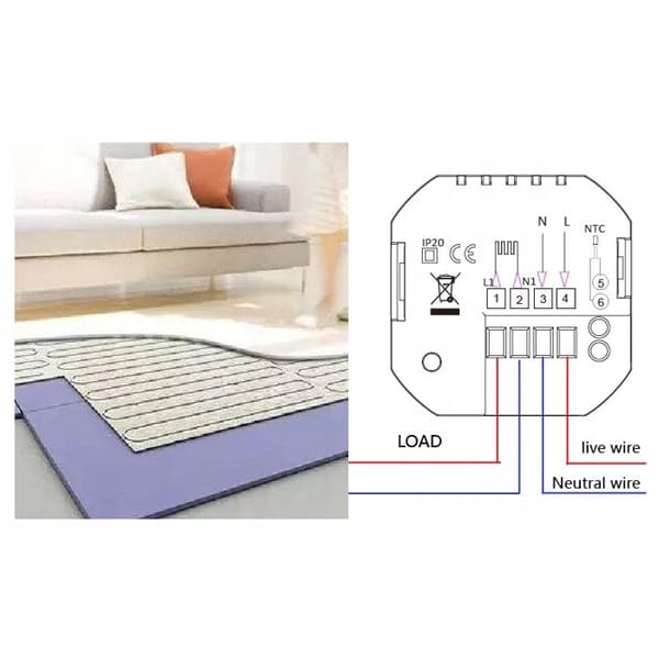 Intelligent WiFi-termometer - ARHATREYA - LCD - Elektrisk Värme 16A - Vit