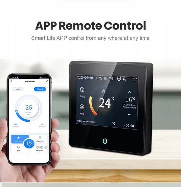 Termostat Wi-Fi Intelligent - ARHATREYA - LED Pekskärm - Röstkontroll - Programmerbar