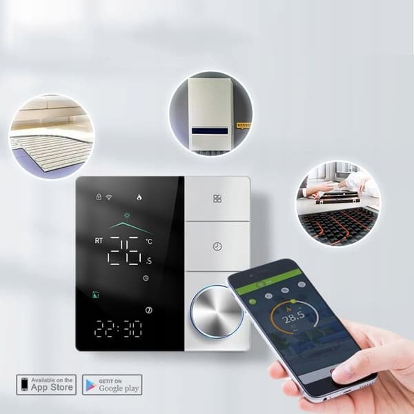 Intelligent termostat - ARHATREYA - Vit - WiFi - Kompatibel med Alexa/Google Home