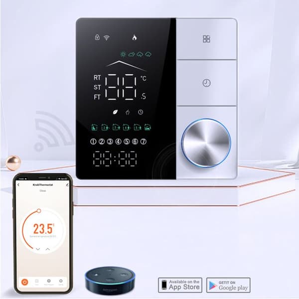 Intelligent termostat - ARHATREYA - Vit - WiFi - Kompatibel med Alexa/Google Home