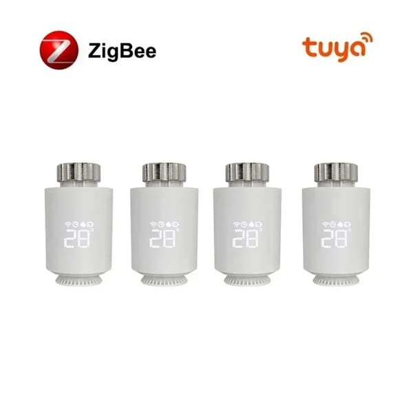 Tuya ZigBee Lämmitinaktivaattori Termostaatti, Ääniohjaus, Ohjelmoitava Aikataulu,4PCS Valkoinen