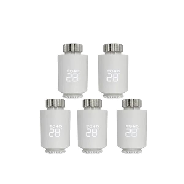 Tuya ZigBee Radiatoraktuator Termostat, Röststyrning, Programmerbar Schema,5PCS Vit