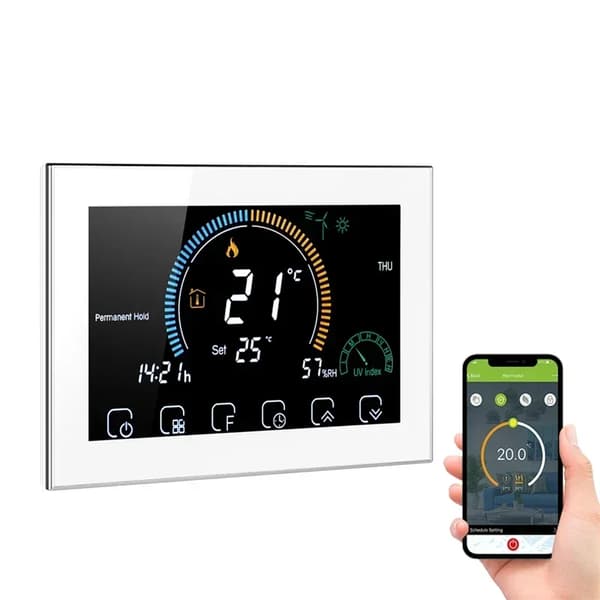 WiFi Smart Termostat, LCD Färgbelyst Skärm, Röststyrning Kompatibel,GC-Wifi-Vit