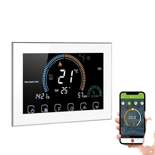 WiFi Smart Termostat, LCD Färgbelyst Skärm, Röststyrning Kompatibel,GC-Wifi-Vit