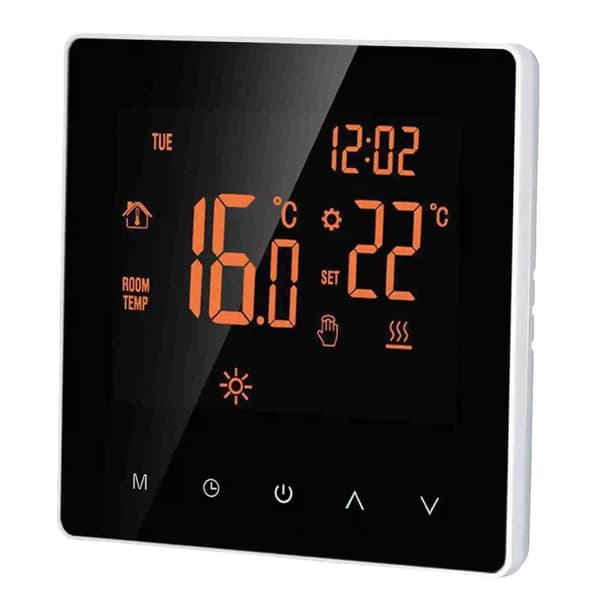 Smart termostat, pekskärmskontroll, programmerbara inställningar,01 Elektrisk uppvärmning
