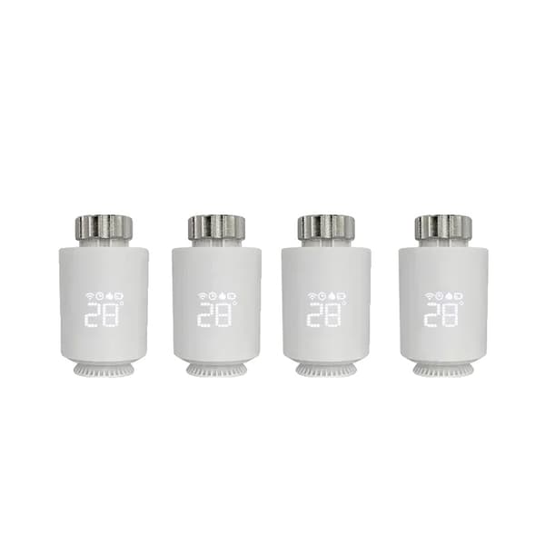 Tuya ZigBee Radiator Aktuator Termostat, Stemmekontrol Aktiveret, Programmerbar Tidsplan,4PCS Hvid