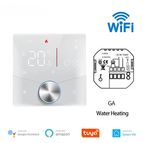 Smart termostat, temperatur nøjagtighed ±1°C, 5-35°C indstillingsområde, energiforbrug 1,5W,GA-WIFI-Hvid