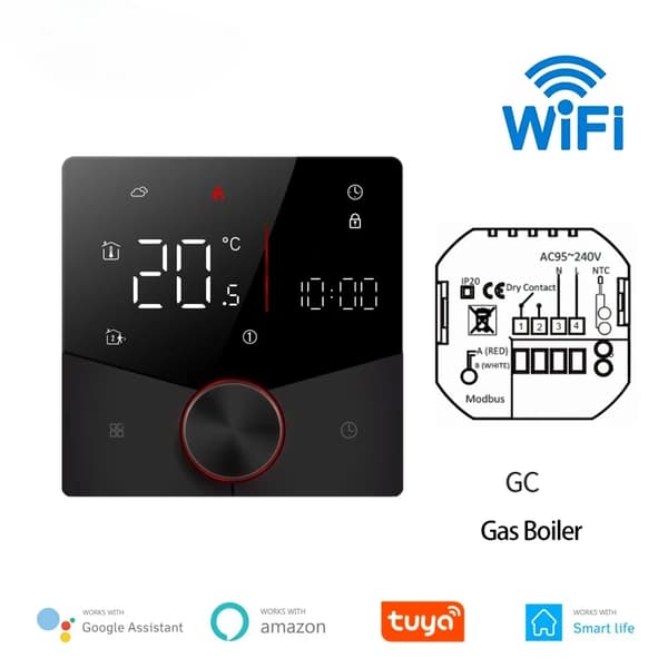 Smart Termostat, Temperaturnoggrannhet ±1°C, Inställningsområde för temperatur 5-35°C, Energiförbrukning 1,5W,GC-WIFI-svart