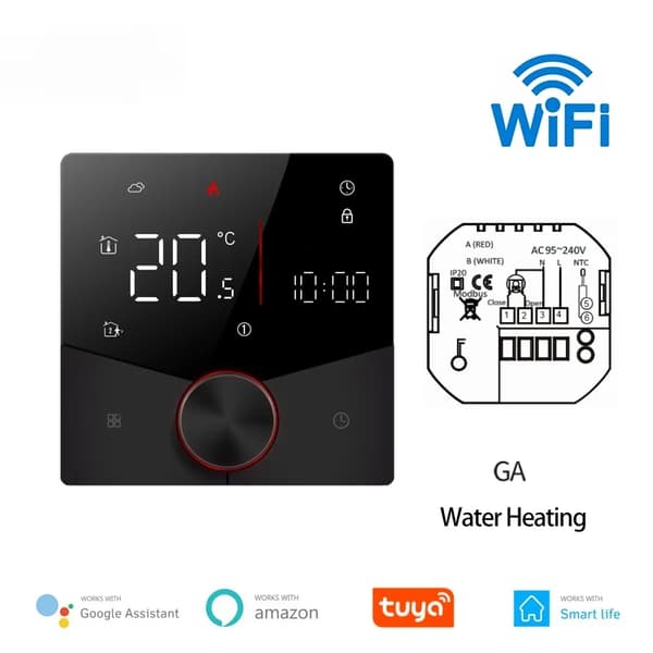 Smart Termostat, Temperaturnoggrannhet ±1°C, Inställningsområde för temperatur 5-35°C, Energiförbrukning 1,5W,GA-WIFI-svart