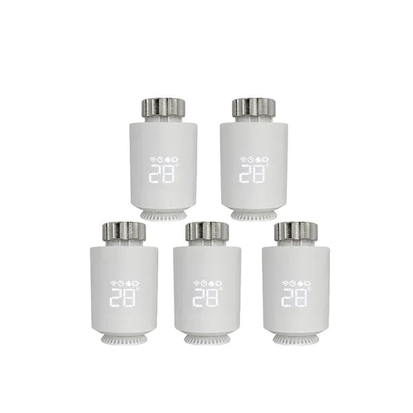 Tuya ZigBee-radiatorin toimilaite, ääniohjattu, ohjelmoitava aikataulu,5PCS Valkoinen