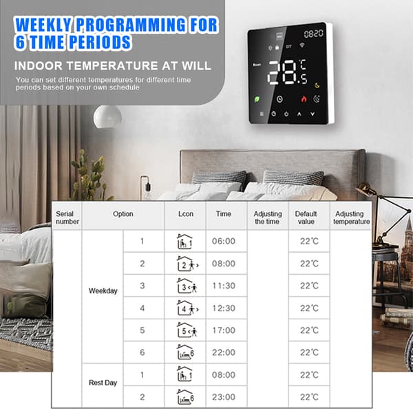 WiFi Smart Termostat, Röststyrning Kompatibel, Programmerbar Temperaturkontroll,Vattenuppvärmning