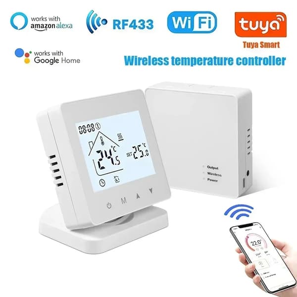Smart trådlös termostat, WiFi-anslutning, röststyrningskompatibilitet,Med wifi