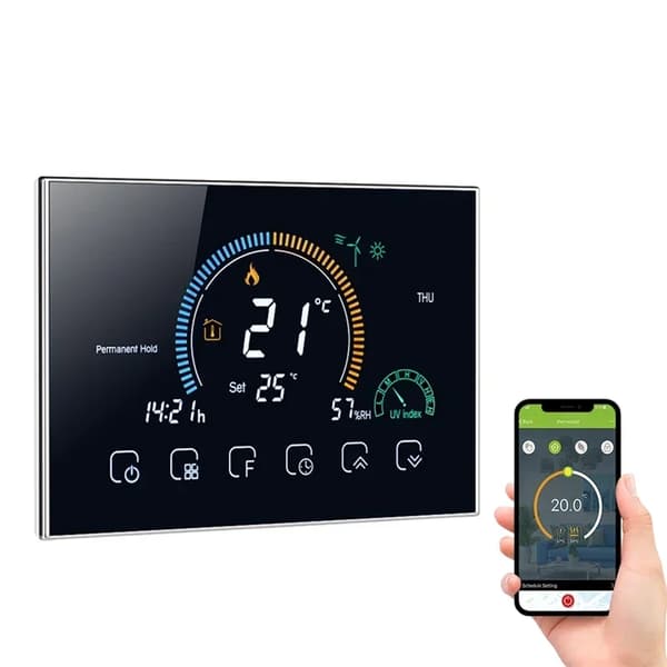 WiFi Smart Termostat, LCD Farvet Baggrundsbelyst Skærm, Stemmekontrol Kompatibel,GC-Wifi-Sort
