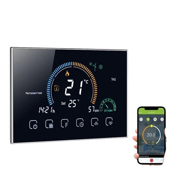 WiFi Smart Termostat, LCD Farvet Baggrundsbelyst Skærm, Stemmekontrol Kompatibel,GC-Wifi-Sort