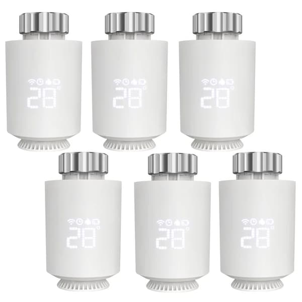 Tuya ZigBee Radiator Aktuator Termostat, Styring med Stemmesignal, Programmerbar Tidsplan,TRV06-6 stk