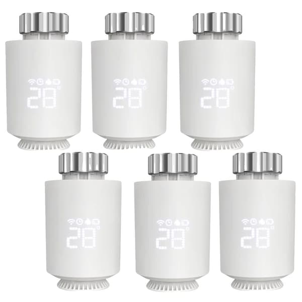 Tuya ZigBee Radiator Aktuator Termostat, Styring med Stemmesignal, Programmerbar Tidsplan,TRV06-6 stk