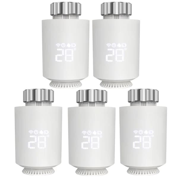 Tuya ZigBee Radiator Aktuator Termostat, Styring med Stemmesignal, Programmerbar Tidsplan,TRV06-5 stk