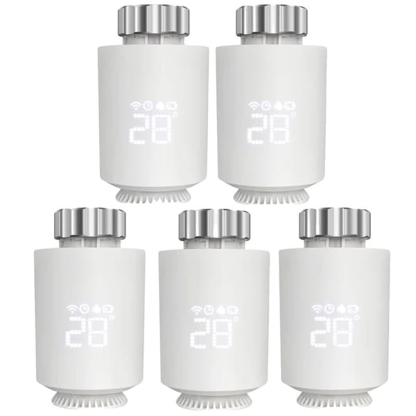 Tuya ZigBee Radiator Aktuator Termostat, Styring med Stemmesignal, Programmerbar Tidsplan,TRV06-5 stk