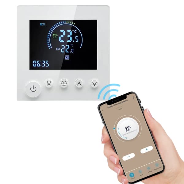 Programmerbar Smart Vægtermostat, Tuya APP Fjernbetjening, NTC Temperatursensor, LCD Fuldskærmsdisplay,90-240V, W-1