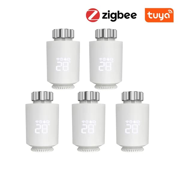 Tuya ZigBee Radiatoraktuator, 2,4GHz frekvens, kompatibel med Alexa och Google Home,5PCS Ingen gateway
