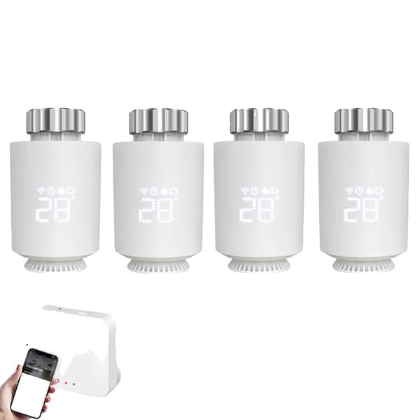 Tuya ZigBee Radiatoraktuator, 2,4GHz frekvens, kompatibel med Alexa och Google Home,4st Lägg till 1 gateway