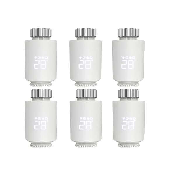 Tuya ZigBee Radiator Aktuator, 2,4GHz Frekvens, Kompatibel med Alexa og Google Home,6 STK Ingen gateway