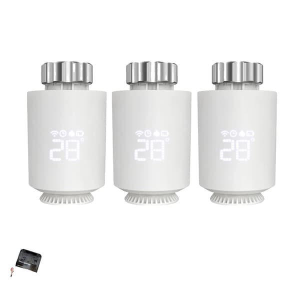 Tuya ZigBee Radiator Aktuator, 2,4GHz Frekvens, Kompatibel med Alexa og Google Home,3 STK Tilføj 1 gateway