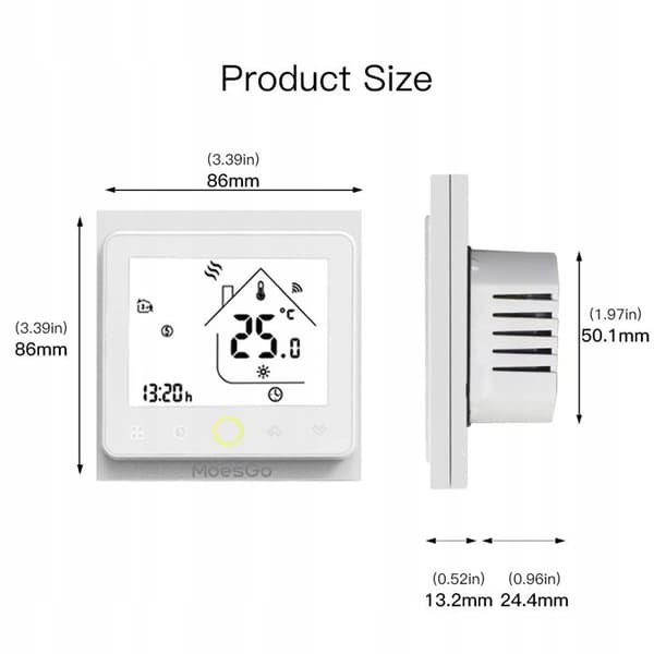 Thermostat WiFi - ARHATREYA - GC 5A - Kompatibel med Alexa/Google - Svart LCD-skärm