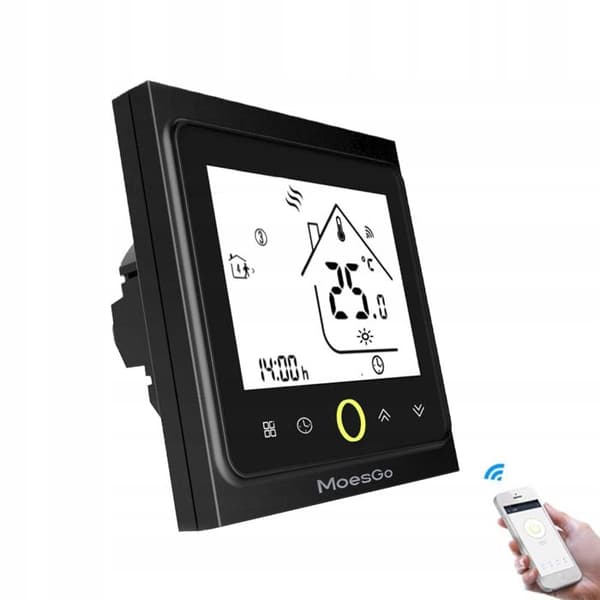Thermostat WiFi - ARHATREYA - GC 5A - Kompatibel med Alexa/Google - Svart LCD-skärm