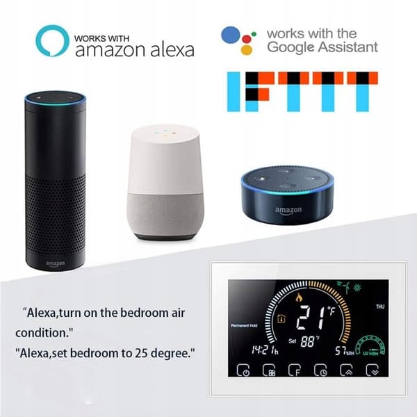 Termostat Wi-Fi - ARHATREYA - BHT 8000 GA - Golvvärme - LCD-skärm - Svart