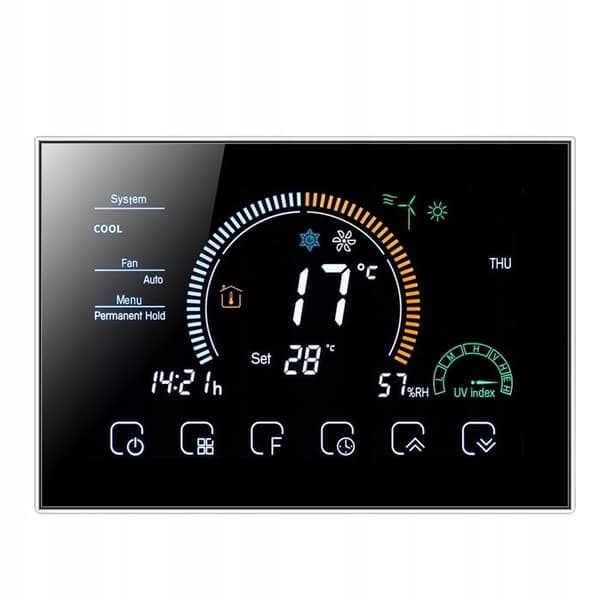 Termostat Wi-Fi - ARHATREYA - BHT 8000 GA - Golvvärme - LCD-skärm - Svart