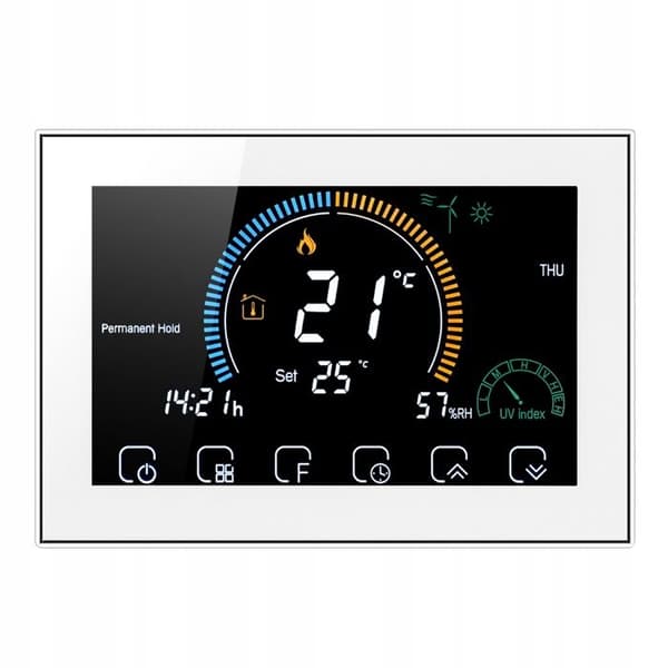 Termostat Wi-Fi - ARHATREYA - Golvvärme - Vit - LCD-skärm - Röstkontroll